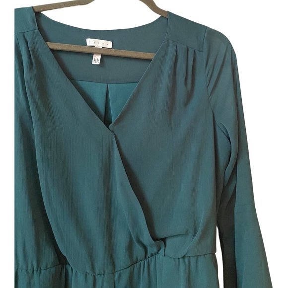 Leith Long Bell Sleeve Sheer Romper Teal Green Size Medium - Picture 3 of 7